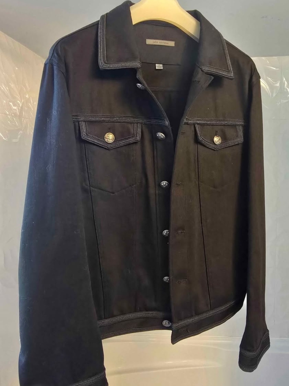 John Varvatos Black Slim Denim Trucker Jacket